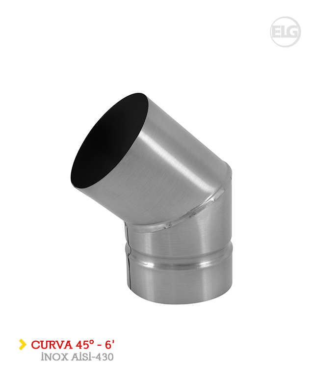 Curva 45 Inox 430 6 ELG Inoxid veis Kits Para Churrasqueiras Curva 45 Inox 430 6 ELG Inoxid veis Kits Para Churrasqueiras
